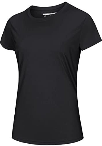 MAGCOMSEN Sportshirts Damen Kurzarm UV Shirt Sonnenschutz Quick Dry Top Shirt Damen UPF 50+ Funktionsshirt Outdoor Laufshirt Regular Fit Trainingsshirt Schwarz 2XL