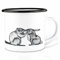 Ligarti Emaille Tasse | handveredelter Becher | Design Mug | Kuscheltiere (Kaninchen & Biber, 300ml)