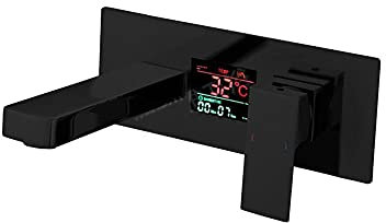 Rubinetto Lavabo a Parete per Bagno Schermo a Led Miscelatore per Lavabo a Muro Rubinetteria a Parete Rubinetti Bagno-Nero