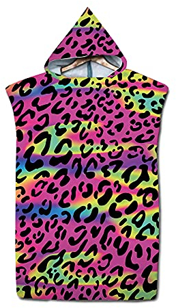 FANSU Badeponcho Strand Poncho Kapuze, Drucken Mikrofaser Strandtücher Handtuch Bademantel Badetuch Duschtücher Handtücher Für Umziehhilfe beim Wassersport Damen Herren (Regenbogen,75x110cm)