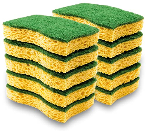 SQUATCH® Classic | Lot de 10 éponges | Big Pack économique | Éponges à Vaisselle Double Face pour Cuisine | Face éponge pour Nettoyer, Face Verte pour Récurer | Double Action & Ultra Absorbant