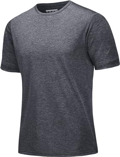 MAGCOMSEN Herren Sport T-Shirts Quick Dry Funktionsshirt Sommer Laufshirt Leicht Kurzarm Wandershirt Dunkelgrau 2XL