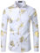 PARKLEES Chemise hipster à manches longues pour homme avec imprimé rose doré, Zzcl22-blanc, XXL