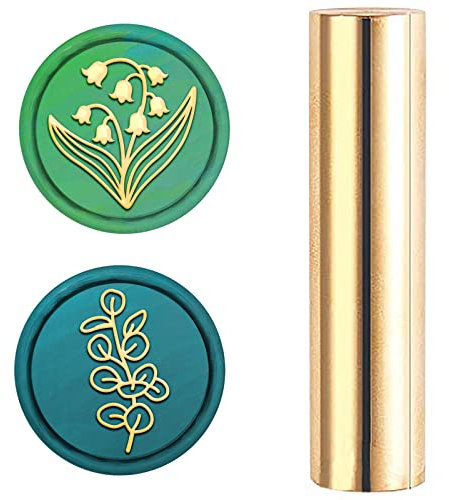 craspire Wachs-Siegelstempel, 2 Seite, Mini-Messingsäule, Siegelstempel, 15 mm, Für Hochzeitseinladung, Dekoration, Geburtstag, Grußkarten, Geschenk, Scrapbooking (Glockenblume Und Eukalyptusblätter)