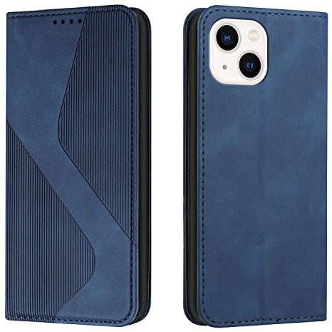 Mo-Somnus Kompatibel mit iPhone 14 (6,1 Zoll) Hülle, Magnet PU Leder Flip Wallet Case Tasche Handyhülle, Stoßfeste Klappbar Brieftasche Klapphülle mit [Kartenfächer] (Blau)