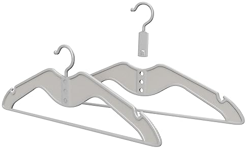 HOMPLEMENT Perchas ahorradoras de Espacio – 40 Unidades – con Gancho Ajustable – Perchas – Perchas para Armario – Organizador Armario Ahorro de Espacio – Perchero (40 Unidades, Gris)