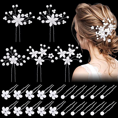 25 Pcs Épingles à Cheveux de Mariage, Accessoire Cheveux Mariage, Épingles À Cheveux De Perle Pince Cheveux Mariage en Cristal de Fleur Pour Marriage/Soirée/Anniversaire