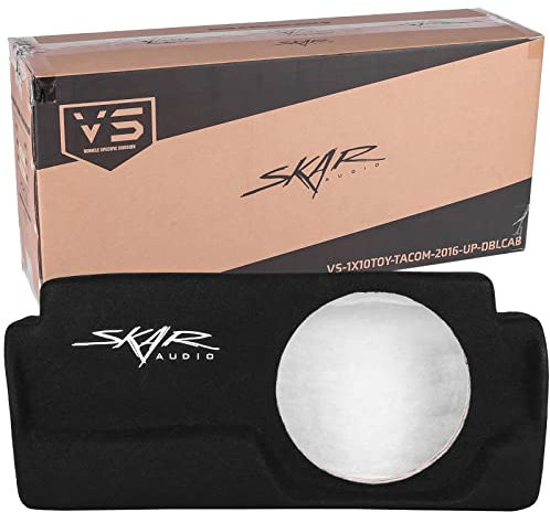 Skar Audio Single 10 Sealed Subwoofer Enclosure Compatible with 2016-Up Toyota Tacoma Double Cab Trucks