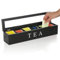 Teebox aus Holz, Teebeutel-Organizer, Aufbewahrungsbox, Teebeutelhalter, Organizer mit 6 Fächern, Teekiste, Behälter, Teedose für Kaffee, Tee, Zucker, Getränke, Packungen (Schwarz)