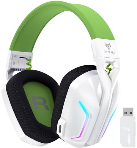WESEARY Wireless Gaming Headsets with Microphone for PC PS5 PS4 Switch Mac, 7.1 Surround Sound Headset Wireless with 50mm Drivers, 2.4GHz Bluetooth Gaming Headphones, 50Hr Battery, Cool RGB