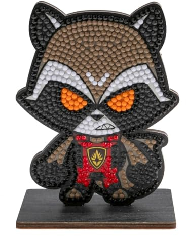 CRYSTAL ART - Set mit Diamant-Figuren – manuelle Aktivität zum Basteln und Spaß – Erwachsene und Kinder – glitzernde Dekoration in verschiedenen Farben – Marvel – Rocket