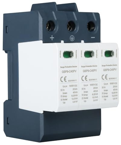 DEWIN Scaricatore di Sovratensione,3P 40KA Dispositivo di Protezione Contro Le Sovratensioni Scaricatore DC 1000V Fotovoltaico Protezione Sovratensione per Contro i Fulmini T1+T2