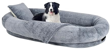 SJASD Hundebett für Menschen, 185 x 110 x 30 cm Waschbar Hundekorb Hundesofa,Flauschig Hundekörbchen Hundekissen Orthopädisches Hundebett,Großes Sitzsack-Bett für Menschen