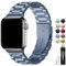 Fullmosa Compatible with Apple Watch Straps 40mm 41mm 38mm, Metal Stainless Steel Replacement Bands for iWatch SE/Series 9/8/7/6/5/4/3/2/1, Blue Grey & Protective Case