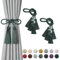Pretty Jolly 4 Stück doppelte Quaste Vorhang Raffhalter handgemachte Seil Knoten drapieren Raffhalter Krawatte zurück Elegante dekorative Vorhanghalter für Haus & Büro Fenster Draperie (Grün)