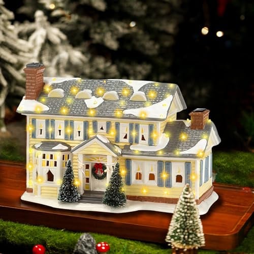 Nexoria Weihnachtsdorf Set, Häuser Weihnachtsstadt Mit Schneedekoration, Weihnachtshäuser Beleuchtet, Zubehör Für Weihnachtliche Heimdekorationen (A)