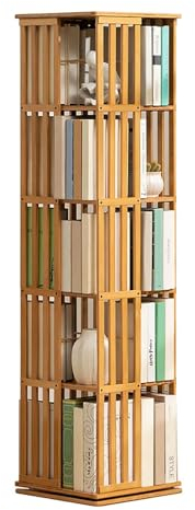 Um 360° Drehbares Bücherregal, 5/6 Ebenen Bambus-bücherregal Für Studenten – Hohes Eck-bücherregal, Bodenstehende Bücherregale, Schrankregal, Bücherregal Für Wohnzimmer, Schlafzimmer Und Büro