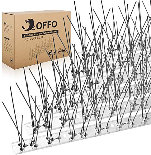 OFFO Picos para pájaros premontados para techos y Ventanas, Pinchos duraderos para Palomas contra Cuervos, gaviotas y pájaros pequeños, Juego de Pinchos disuasorios de pájaros, Cubierta de 5,2 m, pla