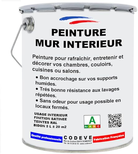 Peinture Mur Interieur - Codeve Bois/RAL 7037 - Gris poussière - 5L - Intérieur - Pour La Décoration De Votre Salon, Séjour, Cuisine Ou Chambre.