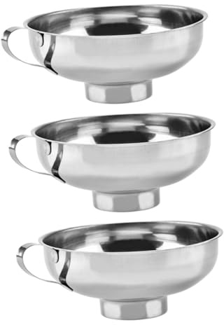 MAGICLULU 3pcs Wide Neck Jam Funnel Extra Large Stainless Steel Kitchen Funnel Removable Strainer Filter Easy Transfer of Spices Liquids Powder and Jams