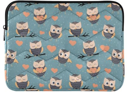 Cute Cartoon Owls Laptop Sleeve Case 13-14 in Polyester Sleeve for Laptops Case with Zipper for Work Journey