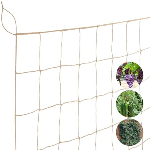 Ciberate Jute Ranknetz Gartennetze Rankhilfe für Kletterpflanzen mit grosser Maschenweite für Tomaten Gurken und Anderen Gemüse und Pflanzen (2m x 5m)