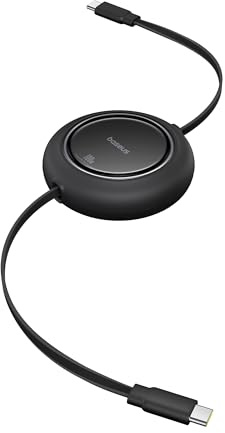 Baseus Câble USB C vers USB C, 100 W, 2 m rétractable, câble de charge rapide USB C, 7 étapes préréglées pour iPhone 16 15 Pro Plus Pro Max, MacBook, iPad Pro, Samsung S24/S23