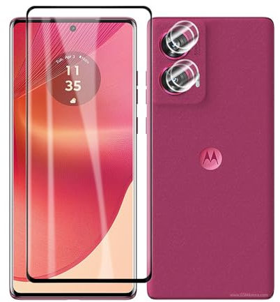KNOXS Protector Pantalla para Motorola Edge 50 Fusion, [1 Piezas Cristal Templado HD con 2 Piezas Protector de Lente de Cámara] Cristal templado Antiarañazos, Sin Burbujas (Transparente)
