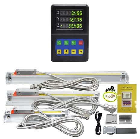 nmbhus For Lathe Milling Machine 1/2/3 Axis Dro Digital Readout Kit Set Optical Grating Ruler Linear Glass Scale(Color:3 Axis Dro Kit)