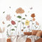 Supzone Wandtattoo Boho Blume Wandaufkleber Wildblumen Pflanzen Gras Wandsticker für Wohnzimmer Schlafzimmer Büro Sofa TV Hintergrund Wanddeko