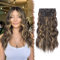 FESHFEN Clip in Extensions, 4PCs Lang Wellig Haarverlängerungen mit Clips Synthetik Gewellt Schokoladenbraun hervorgehoben Karamellblond Haarextension Haar Extensions Clip in Haarteil für Damen 40 cm
