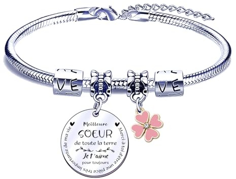 POIUYTRE Cadeau Soeur, Bracelet Soeur, Cadeau Pour Soeur, Cadeau Anniversaire Soeur, Idee Cadeau Soeur, Cadeau Pour Ma Soeur, Cadeau Pour Sa Soeur, Cadeau Soeur Personnalisé, Cadeau Noël Soeur
