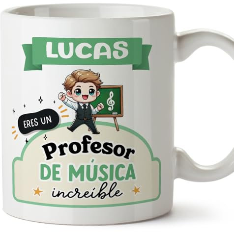 MUGFFINS Tazas Personalizadas para PROFESOR DE MÚSICA hombre - En Español - Eres increíble - Kawaii - 11 oz / 330 ml - Regalo Personalizable original y divertido
