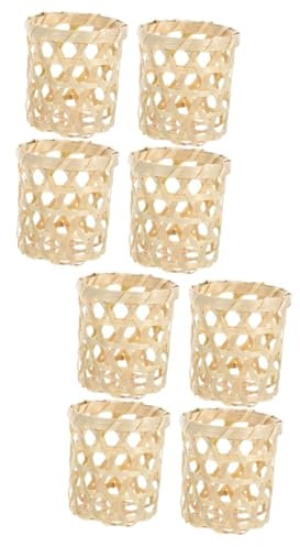 Cabilock 2 Sätze 2 Sets Bambus Kerzenuntersetzer Teelichtbecher Mini Gewebekorb Geflochtener Getränkehalter Teelichtbehälter Rattan Gewebehalter Rattan Teelicht 4 Stück * 2
