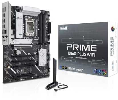 ASUS Prime B860-PLUS WiFi B860 LGA 1851 ATX Scheda madre, Intel® Core™ Ultra Series 2 Ready, Advanced AI PC-Ready, 8+1+1+1 Stages, DDR5, PCIe 5.0, HDMI, USB 20Gbps Type-C®, 2 x M.2, WiFi 6E, 2.5Gb LAN