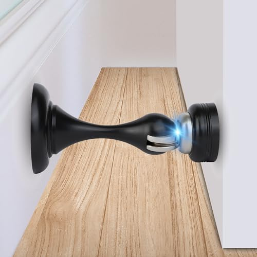 Mega Handles Magnetic Door Stopper, Heavy-Duty Zinc Alloy 2.8 Door Stopper for Wall and Floor Mounting, Magnetic Door Catch, Hold Your Door Open (Matte Black)