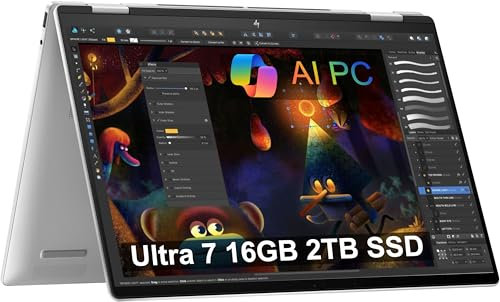 HP Envy x360 2-in-1 Touchscreen Laptop (16 FHD+, Intel Core Ultra 7 155U (> i7-13700H), 16GB RAM, 2TB SSD) for Creator, Designer, Photographer, 5MP IR Camera, Backlit KB, Win 11 Pro, 2025 AI PC