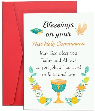 First Communion Gifts for Girls Boys Kids 2026 First Communin Card for Teen Girl Boy Easter 1st Holy Communion Gifts for Christian Bible Verse Religious Baptism Catholic Boys Girls Confirmation Gift