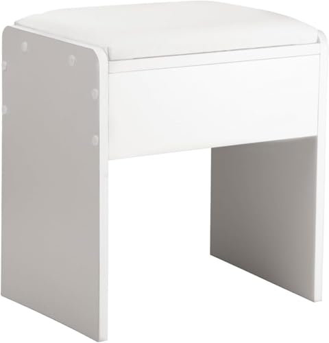 CROWNSHOP Vanity Stool Comfortable Dressing Table Stool Simple Padded Stool Chair for Dressing Table Bedroom Makeup Stool Suitable for Bedroom Piano Piano White 40x40x26CM