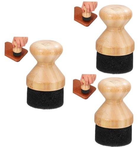 BAZEITFLOW 3pcs Chopping Board Oil Food Safe Applicator Linseed Oil Brush for Butcher Block Multi-Function Comfortable Grip Bamboo Sponge