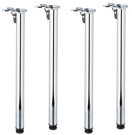 Relaxdays Tischbeine, 4er Set, HxD: 71 x 5 cm, klappbar, Tischfüße für Esstisch, Schreibtisch, Eisen, Klappfüße, Silber