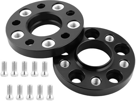 GEARMONSTER Spurverbreiterung, 2x20mm Distanzscheiben Set, LK:5x112 NLB:66.45, 40mm Spurverbreiterungen mit 10 Stück Radschrauben M14x1.5x25mm für Benz, Schwarz