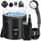 Spopal Portable Shower for Camping, Rechargeable Camping Shower Pump with Folding Bucket, 6000mAh, IPX7 Waterproof, LED Display, 4 Spray Modes, Camping shower for Hiking, Travel, Car, Pet