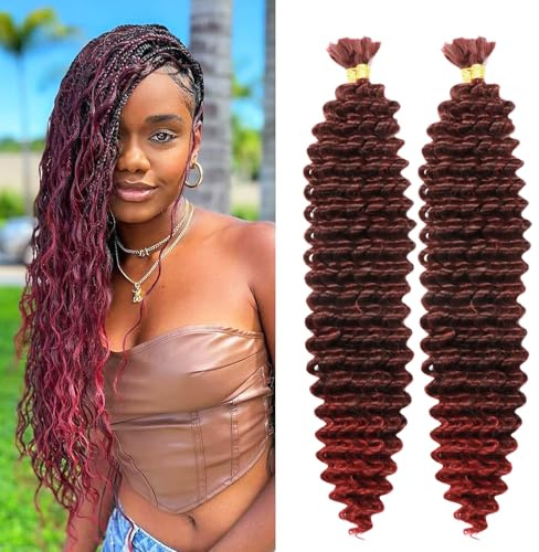 Seimainurs Deep Wave Crochet Hair Long Curly Braiding Hair for Boho Braids Ocean Wave Braiding Hair for Black Women (T1B/Bug, 24 Inch (Bundles of 4))