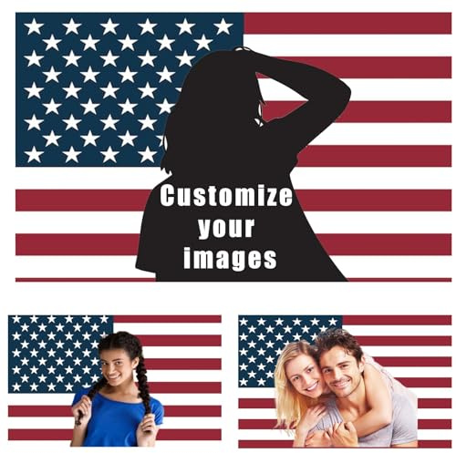 Individuelle Flaggen – personalisiertes Foto, Text und Symbol-Design, einzigartiges Geschenk für Paare, trendige Heimdekoration, individuelle Bild-Flagge und Banner für Innenwanddekoration (Amerika)