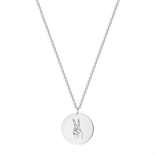Stainless Steel Gesture Necklace American Sign Language Gift I Love You Necklace Accessories