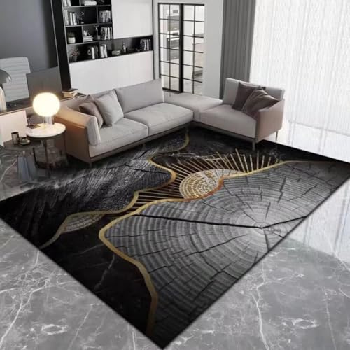 RUGMRZ Garten Teppich rutschfeste Und Verschmutzung Wasserwäschbare Wohnzimmer Dauerhafte Abstrakte Antirutschmatte Schwarz Büro Deko Terasse 180X280CM