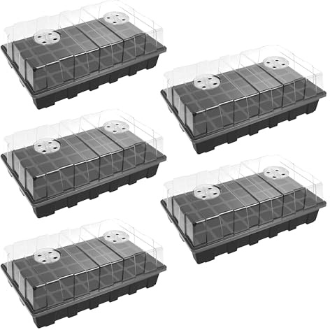 Gardnice 5 Pack Seed Trays, 40-Cell Propagator with Adjustable Vented Domes and Base Trays, Reusable Germination Trays for Indoor Garden & Greenhouse