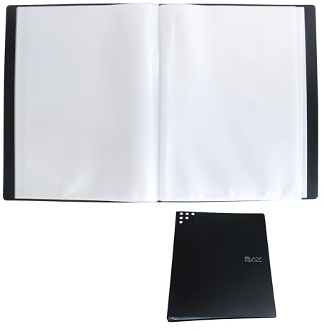 AMO HERMOSO Sichtbuch A4 mit 40 Hüllen – Sichthüllenmappe Zeugnismappe PP mit 40 Klarsichthüllen für 80 Blatt Noten, Zeugnisse & Dokumente – Präsentationsmappe für Büro, Chor & Schule Schwarz