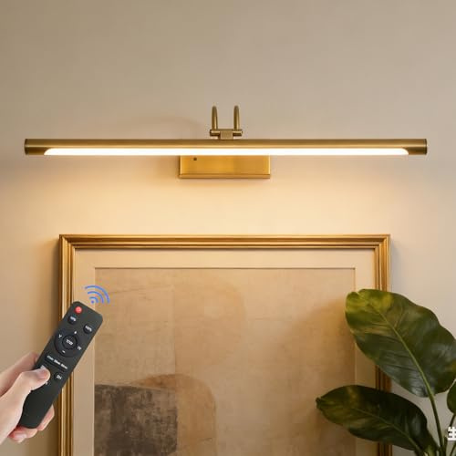 Actask Bilderleuchte Akku Fernbedienung 60cm LED Bildbeleuchtung Kabellos | 3 Farbtemperaturen 8000mAh Wiederaufladbar Batterie Timer Dimmbar 270° Drehbar Wandlicht Innen für Malen Kunstwerke Porträt